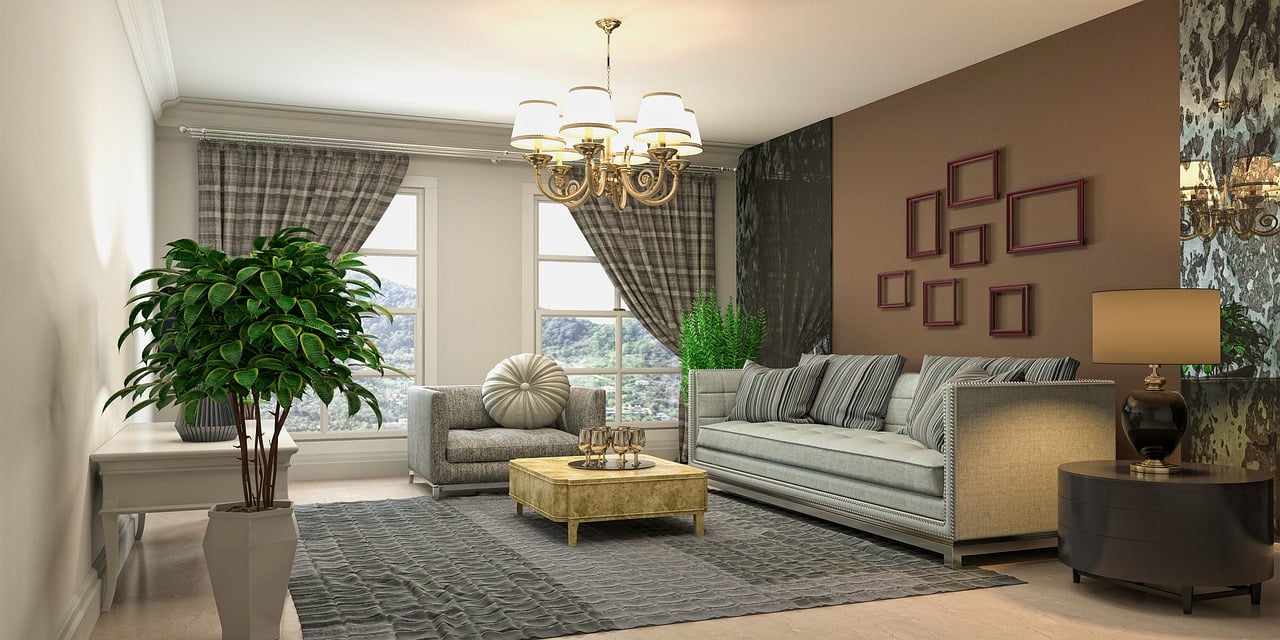 woonkamer met mooie hanglamp